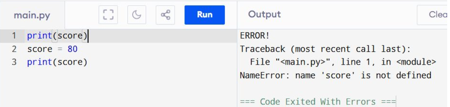 Lỗi biến chưa định nghĩa