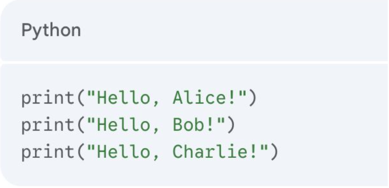 Đoạn code Python chào 3 người